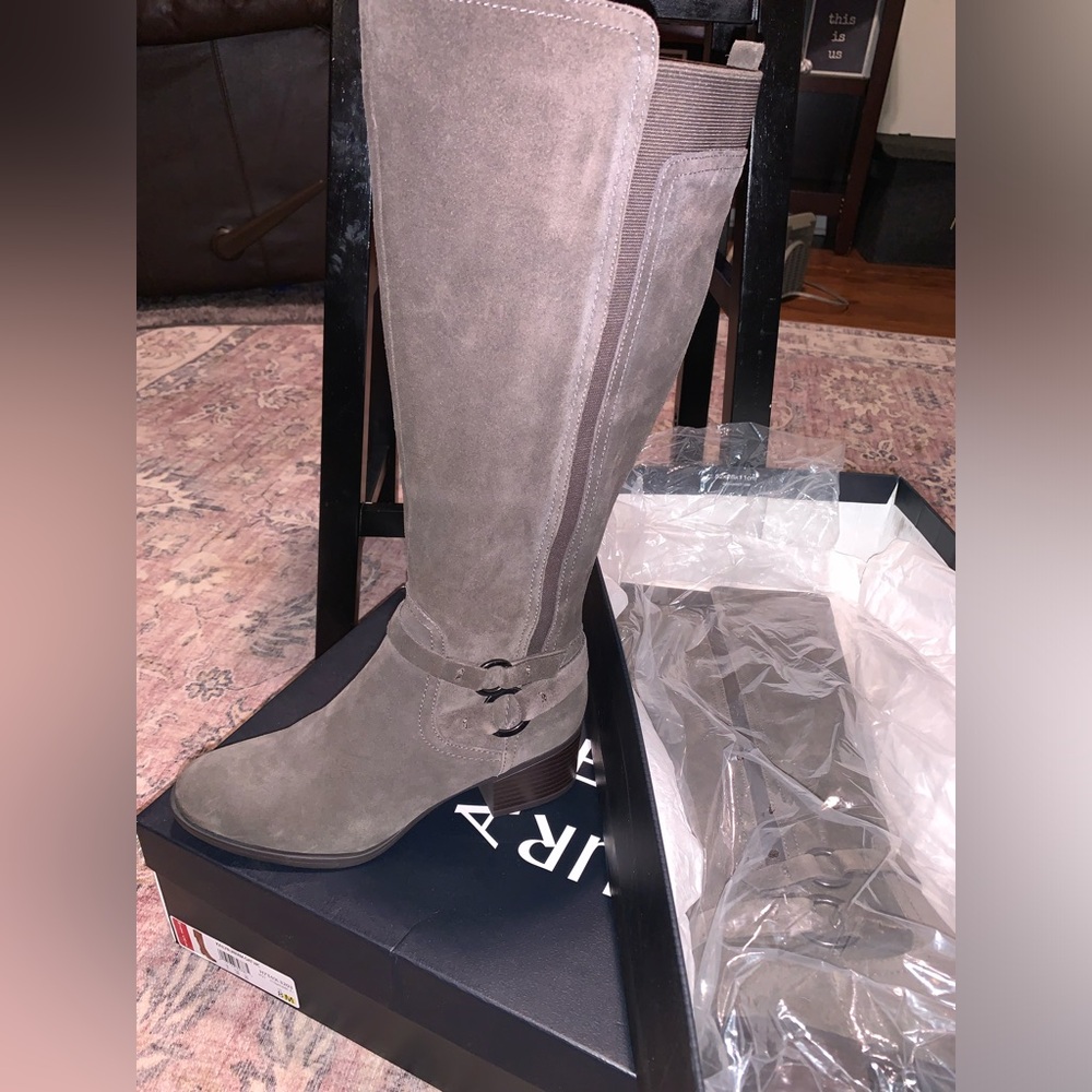 Naturalizer Women's Taupe Suede Knee-High Riding Boots Suze 7 WC